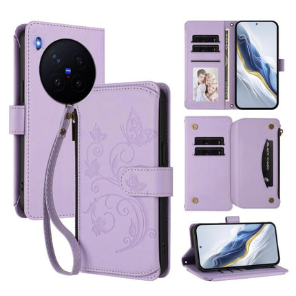 Butterfly Love Flower Multi-card Zipper Wallet Leather Phone Case, For vivo X300 Pro, For vivo X300, For vivo Y31 5G Global