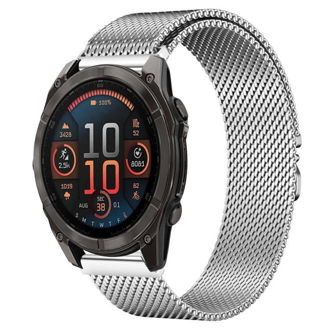 xDfind Milanese Parachute Buckle Stainless Steel Watch Band, For Garmin Fenix 8/7X/6X/5X 26mm
