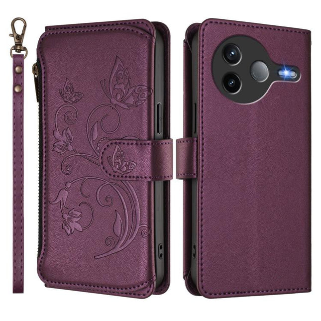 Butterfly Love Flower Multi-card Zipper Wallet Leather Phone Case, For Xiaomi Poco F7 Pro / Redmi K80, For Xiaomi Poco M7 5G / Poco C75 4G, For Xiaomi 15 Ultra