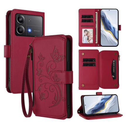Butterfly Love Flower Multi-card Zipper Wallet Leather Phone Case, For Xiaomi Poco F6 Pro, For Xiaomi Poco X6 Neo, For Xiaomi Poco X6 Pro