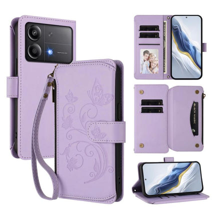 Butterfly Love Flower Multi-card Zipper Wallet Leather Phone Case, For Xiaomi Poco F6 Pro, For Xiaomi Poco X6 Neo, For Xiaomi Poco X6 Pro