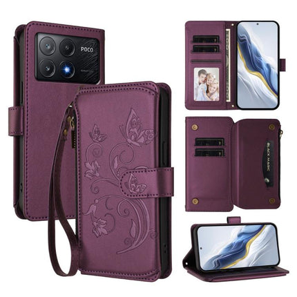 Butterfly Love Flower Multi-card Zipper Wallet Leather Phone Case, For Xiaomi Poco F6 Pro, For Xiaomi Poco X6 Neo, For Xiaomi Poco X6 Pro