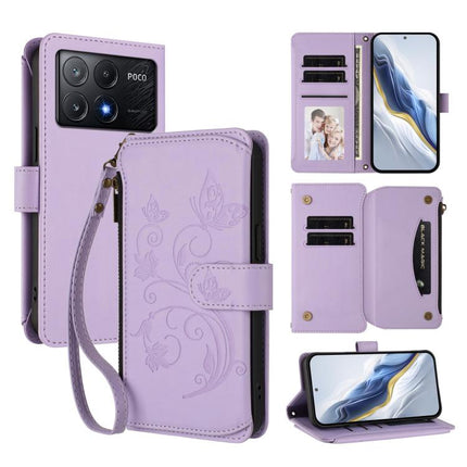 Butterfly Love Flower Multi-card Zipper Wallet Leather Phone Case, For Xiaomi Poco F6 Pro, For Xiaomi Poco X6 Neo, For Xiaomi Poco X6 Pro