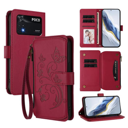 Butterfly Love Flower Multi-card Zipper Wallet Leather Phone Case, For Xiaomi Civi 1S, For Xiaomi Poco M4 Pro 4G, For Xiaomi Poco X4 Pro 5G