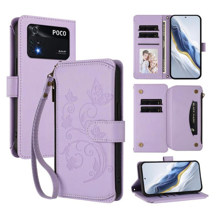 Butterfly Love Flower Multi-card Zipper Wallet Leather Phone Case, For Xiaomi Civi 1S, For Xiaomi Poco M4 Pro 4G, For Xiaomi Poco X4 Pro 5G