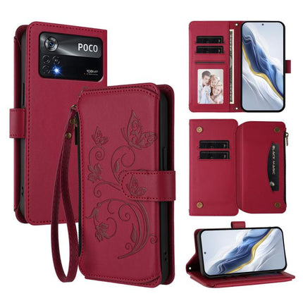 Butterfly Love Flower Multi-card Zipper Wallet Leather Phone Case, For Xiaomi Civi 1S, For Xiaomi Poco M4 Pro 4G, For Xiaomi Poco X4 Pro 5G