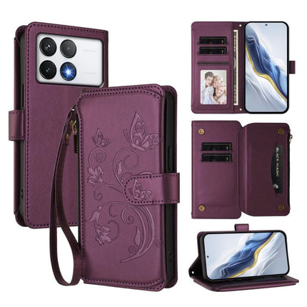 Butterfly Love Flower Multi-card Zipper Wallet Leather Phone Case, For Xiaomi Poco F6 Pro, For Xiaomi Poco X6 Neo, For Xiaomi Poco X6 Pro
