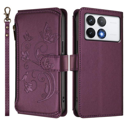 Butterfly Love Flower Multi-card Zipper Wallet Leather Phone Case, For Xiaomi Poco F6 Pro, For Xiaomi Poco X6 Neo, For Xiaomi Poco X6 Pro