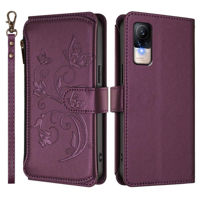 Butterfly Love Flower Multi-card Zipper Wallet Leather Phone Case, For Xiaomi Civi 1S, For Xiaomi Poco M4 Pro 4G, For Xiaomi Poco X4 Pro 5G