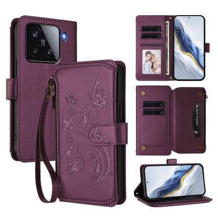 Butterfly Love Flower Multi-card Zipper Wallet Leather Phone Case, For Xiaomi Poco X7 Pro, For Xiaomi 15 Pro, For Xiaomi 15