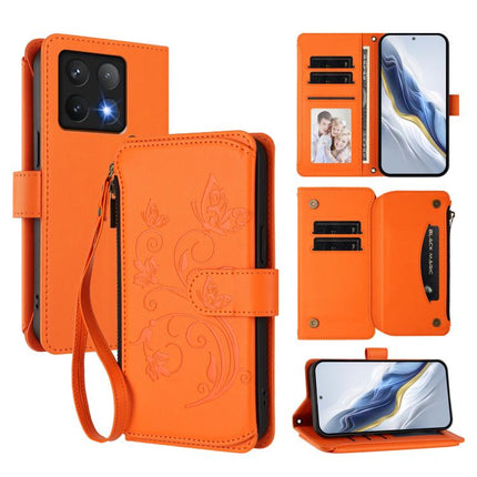 Butterfly Love Flower Multi-card Zipper Wallet Leather Phone Case, For Xiaomi 14T Pro, For Xiaomi 14T, For Xiaomi Poco F6