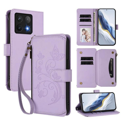Butterfly Love Flower Multi-card Zipper Wallet Leather Phone Case, For Xiaomi 14T Pro, For Xiaomi 14T, For Xiaomi Poco F6