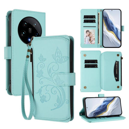 Butterfly Love Flower Multi-card Zipper Wallet Leather Phone Case, For Xiaomi 14 Ultra, For Xiaomi 14 Pro, For Xiaomi 14