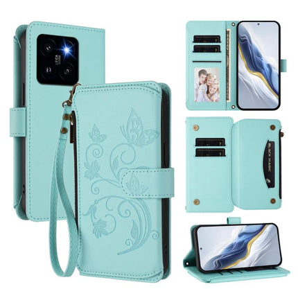Butterfly Love Flower Multi-card Zipper Wallet Leather Phone Case, For Xiaomi 14 Ultra, For Xiaomi 14 Pro, For Xiaomi 14