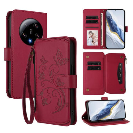 Butterfly Love Flower Multi-card Zipper Wallet Leather Phone Case, For Xiaomi 13T / 13T Pro / Redmi K60 Ultra, For Xiaomi 13 Ultra, For Xiaomi Civi 3