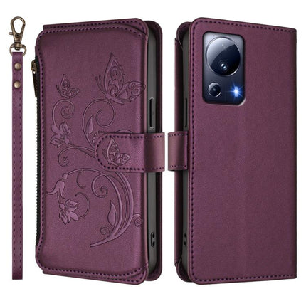 Butterfly Love Flower Multi-card Zipper Wallet Leather Phone Case, For Xiaomi 13 Lite / Civi 2, For Xiaomi 13 Pro, For Xiaomi 13