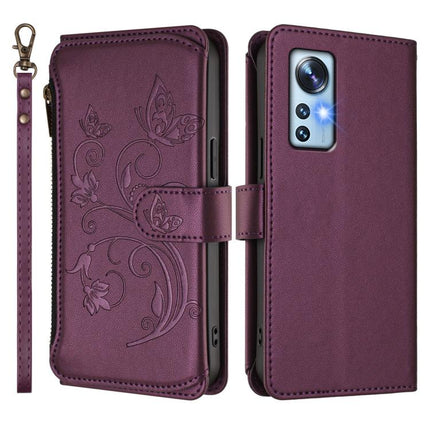 Butterfly Love Flower Multi-card Zipper Wallet Leather Phone Case, For Xiaomi 12 / Xiaomi 12X / Xiaomi 12S, For Xiaomi 12 Lite, For Xiaomi Poco C40 / Redmi 10C