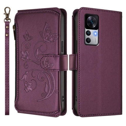 Butterfly Love Flower Multi-card Zipper Wallet Leather Phone Case, For Xiaomi 12T / 12T Pro / Redmi K50 Ultra, For Xiaomi 12S Ultra, For Xiaomi 12 Pro / 12S Pro