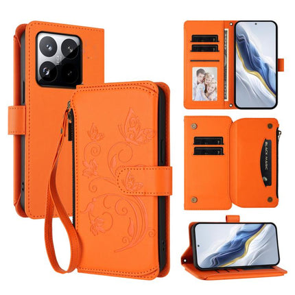 Butterfly Love Flower Multi-card Zipper Wallet Leather Phone Case, For Xiaomi 15T Pro 5G, For Xiaomi 15T 5G, For Xiaomi Poco F7 Ultra / Redmi K80 Pro