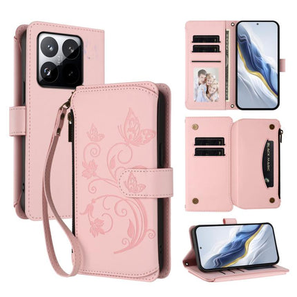 Butterfly Love Flower Multi-card Zipper Wallet Leather Phone Case, For Xiaomi 15T Pro 5G, For Xiaomi 15T 5G, For Xiaomi Poco F7 Ultra / Redmi K80 Pro
