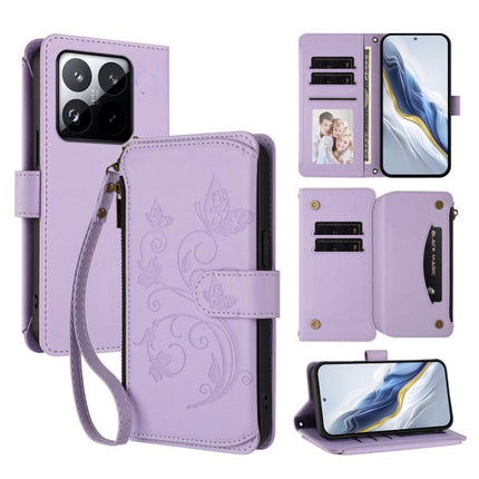 Butterfly Love Flower Multi-card Zipper Wallet Leather Phone Case, For Xiaomi 15T Pro 5G, For Xiaomi 15T 5G, For Xiaomi Poco F7 Ultra / Redmi K80 Pro