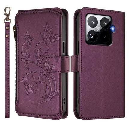 Butterfly Love Flower Multi-card Zipper Wallet Leather Phone Case, For Xiaomi 15T Pro 5G, For Xiaomi 15T 5G, For Xiaomi Poco F7 Ultra / Redmi K80 Pro