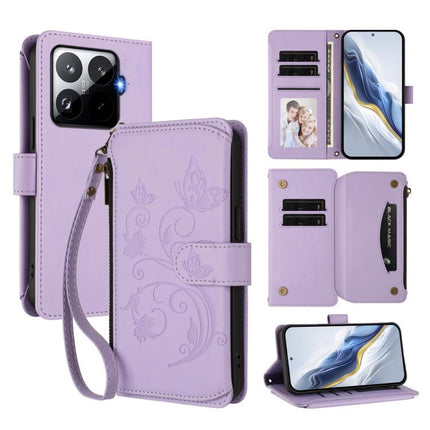 Butterfly Love Flower Multi-card Zipper Wallet Leather Phone Case, For Xiaomi 15T Pro 5G, For Xiaomi 15T 5G, For Xiaomi Poco F7 Ultra / Redmi K80 Pro