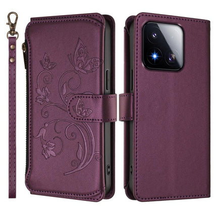 Butterfly Love Flower Multi-card Zipper Wallet Leather Phone Case, For Xiaomi 17 Max 5G, For Xiaomi 17T Pro 5G, For Xiaomi Poco M7 4G 169mm