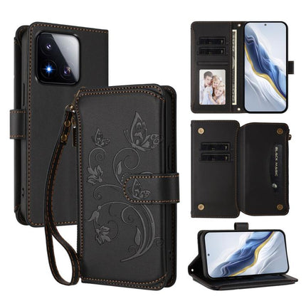 Butterfly Love Flower Multi-card Zipper Wallet Leather Phone Case, For Xiaomi 17 Max 5G, For Xiaomi 17T Pro 5G, For Xiaomi Poco M7 4G 169mm
