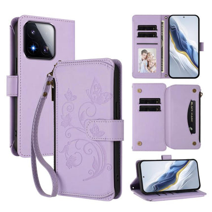 Butterfly Love Flower Multi-card Zipper Wallet Leather Phone Case, For Xiaomi 17 Max 5G, For Xiaomi 17T Pro 5G, For Xiaomi Poco M7 4G 169mm