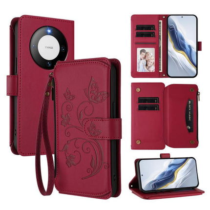 Butterfly Love Flower Multi-card Zipper Wallet Leather Phone Case, For Huawei Mate 60 Pro / 60 Pro+, For Huawei Mate 60, For Huawei Enjoy 50 / nova Y70