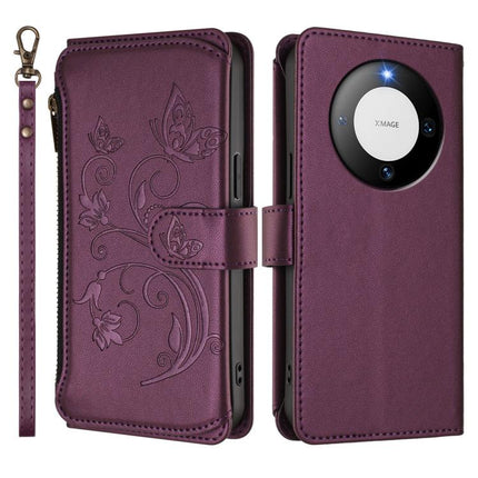 Butterfly Love Flower Multi-card Zipper Wallet Leather Phone Case, For Huawei Mate 60 Pro / 60 Pro+, For Huawei Mate 60, For Huawei Enjoy 50 / nova Y70