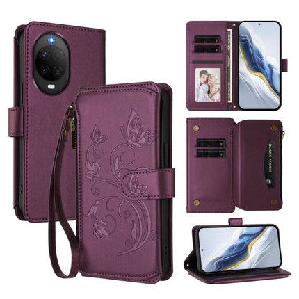 Butterfly Love Flower Multi-card Zipper Wallet Leather Phone Case, For Huawei nova 14 5G / 15 / 16z, For Huawei nova 16, For Huawei Mate 70 Air 5G