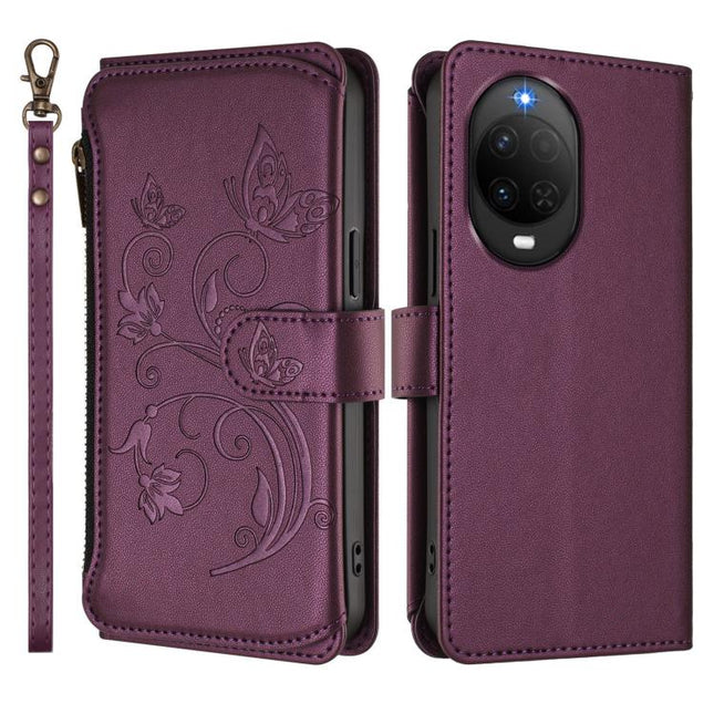 Butterfly Love Flower Multi-card Zipper Wallet Leather Phone Case, For Huawei nova 14 5G / 15 / 16z, For Huawei nova 16, For Huawei Mate 70 Air 5G