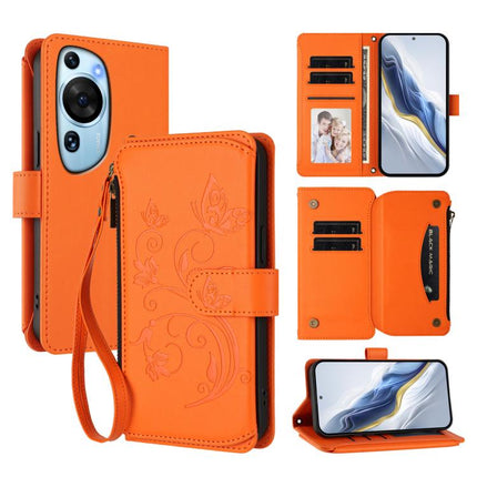 Butterfly Love Flower Multi-card Zipper Wallet Leather Phone Case, For Huawei P60 Art, For Huawei P60 / P60 Pro, For Huawei Enjoy 50 Pro 4G / nova Y90