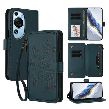 Butterfly Love Flower Multi-card Zipper Wallet Leather Phone Case, For Huawei P60 Art, For Huawei P60 / P60 Pro, For Huawei Enjoy 50 Pro 4G / nova Y90
