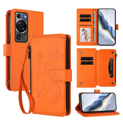 Butterfly Love Flower Multi-card Zipper Wallet Leather Phone Case, For Huawei P60 Art, For Huawei P60 / P60 Pro, For Huawei Enjoy 50 Pro 4G / nova Y90
