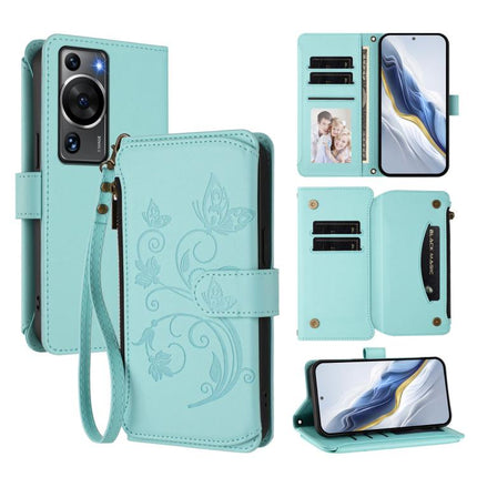 Butterfly Love Flower Multi-card Zipper Wallet Leather Phone Case, For Huawei P60 Art, For Huawei P60 / P60 Pro, For Huawei Enjoy 50 Pro 4G / nova Y90