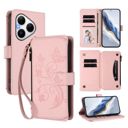 Butterfly Love Flower Multi-card Zipper Wallet Leather Phone Case, For Huawei Pura 80 Ultra 5G, For Huawei Pura 80 Pro 5G, For Huawei Pura 80 5G