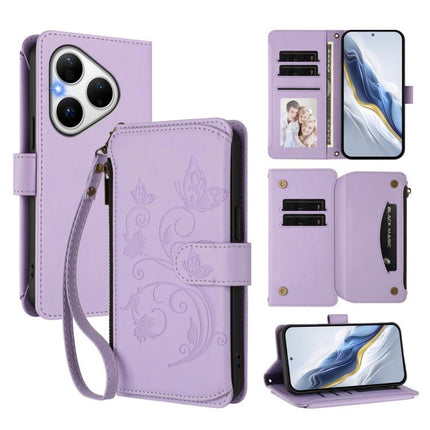 Butterfly Love Flower Multi-card Zipper Wallet Leather Phone Case, For Huawei Pura 80 Ultra 5G, For Huawei Pura 80 Pro 5G, For Huawei Pura 80 5G