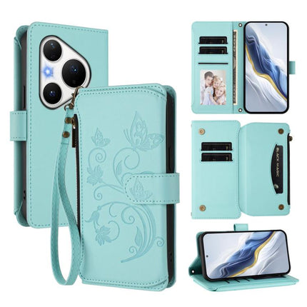 Butterfly Love Flower Multi-card Zipper Wallet Leather Phone Case, For Huawei Pura 80 Ultra 5G, For Huawei Pura 80 Pro 5G, For Huawei Pura 80 5G
