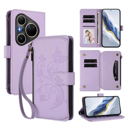 Butterfly Love Flower Multi-card Zipper Wallet Leather Phone Case, For Huawei Pura 80 Ultra 5G, For Huawei Pura 80 Pro 5G, For Huawei Pura 80 5G
