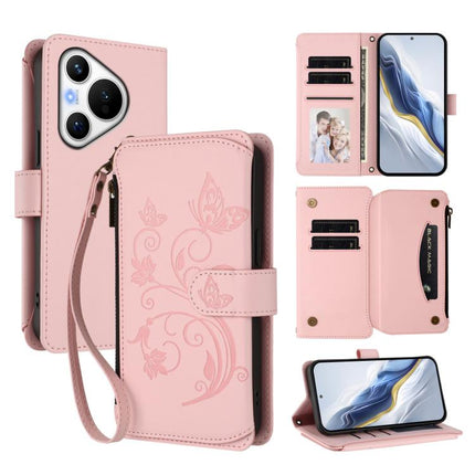 Butterfly Love Flower Multi-card Zipper Wallet Leather Phone Case, For Huawei Pura 70 Pro / 70 Pro+, For Huawei nova 12S 4G / 11 4G / 5G, For Huawei Pura 70