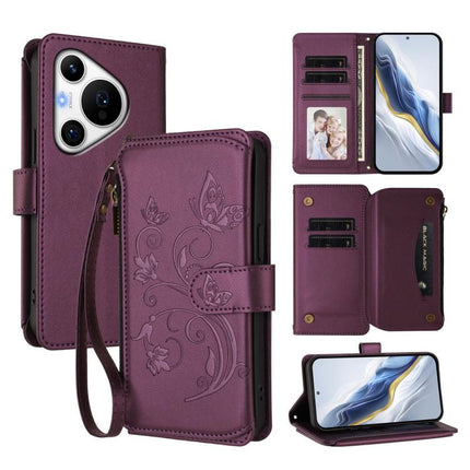 Butterfly Love Flower Multi-card Zipper Wallet Leather Phone Case, For Huawei Pura 70 Pro / 70 Pro+, For Huawei nova 12S 4G / 11 4G / 5G, For Huawei Pura 70