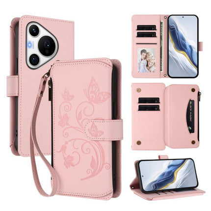 Butterfly Love Flower Multi-card Zipper Wallet Leather Phone Case, For Huawei Pura 70 Pro / 70 Pro+, For Huawei nova 12S 4G / 11 4G / 5G, For Huawei Pura 70