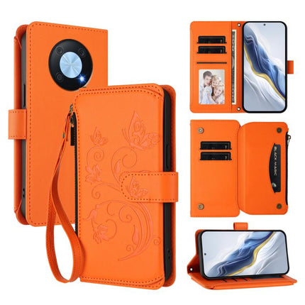 Butterfly Love Flower Multi-card Zipper Wallet Leather Phone Case, For Huawei P60 Art, For Huawei P60 / P60 Pro, For Huawei Enjoy 50 Pro 4G / nova Y90