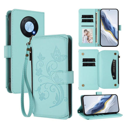 Butterfly Love Flower Multi-card Zipper Wallet Leather Phone Case, For Huawei P60 Art, For Huawei P60 / P60 Pro, For Huawei Enjoy 50 Pro 4G / nova Y90