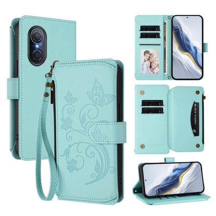 Butterfly Love Flower Multi-card Zipper Wallet Leather Phone Case, For Honor 50 SE / Huawei nova 9 SE