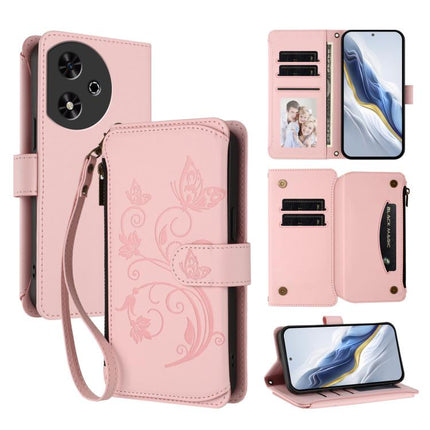 Butterfly Love Flower Multi-card Zipper Wallet Leather Phone Case, For Honor Play 50, For Honor 200 Lite 5G Global, For Honor 90 Smart 5G / X7b 5G / 4G