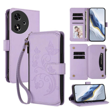 Butterfly Love Flower Multi-card Zipper Wallet Leather Phone Case, For Honor Play 50, For Honor 200 Lite 5G Global, For Honor 90 Smart 5G / X7b 5G / 4G